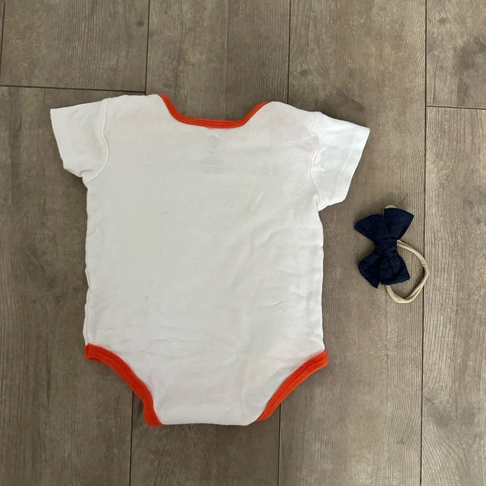 NFL 12 month Broncos football Baby Bodysuit & Matching Hairpiece